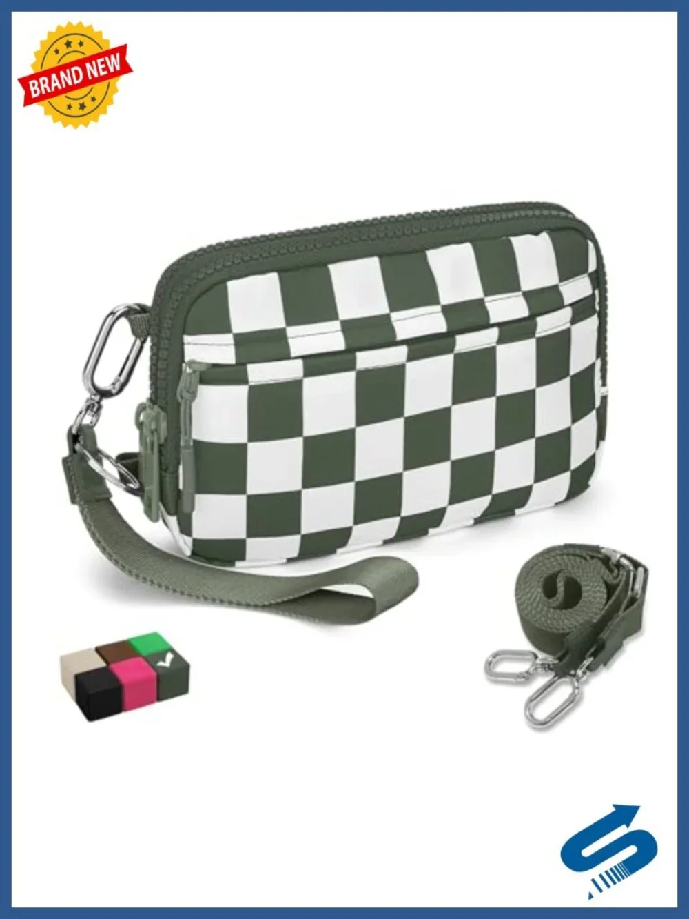 RFID Blocking Nylon Wristlet Wallet Crossbody Convertible
